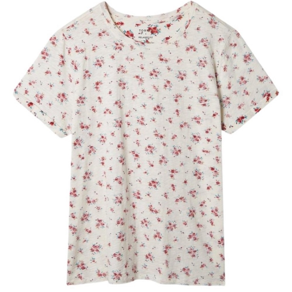 TORRID Relaxed Fit Heritage Slub Roll Sleeve Floral T-Shirt size 1X
